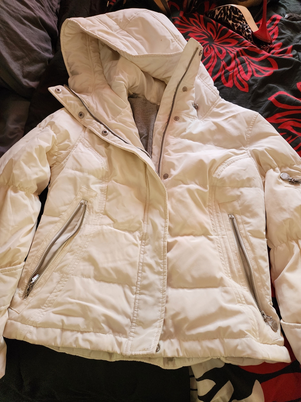 Calvin Klein Off-White Hooded Puffer Jacket